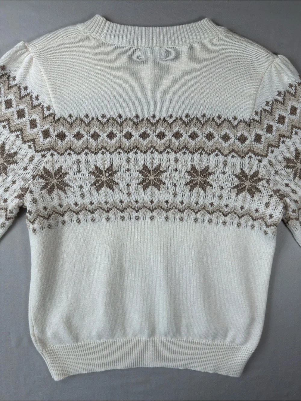 J.Crew Fair Isle Nordic Snowflake Sweater Ivory Cream Size Medium